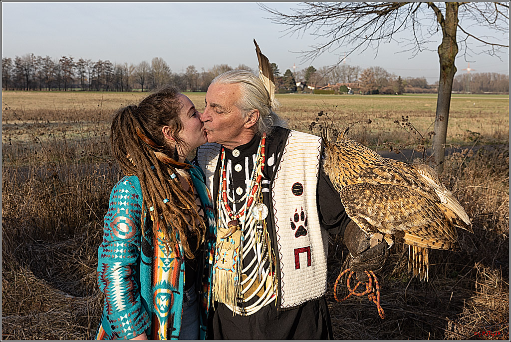 Cheyenne-Halbblut Hunting Wolf in der Falknerei Pierre Schmidt; Gymnich, 09.02.2023